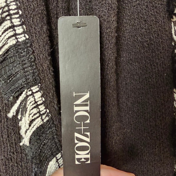 NIC+ZOE Black Textured Open Front Cardigan Sweater Jacket Size M NWT Retail $178 - Picture 6 of 13